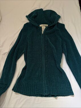 Cozy Zip-Up Hooded Sweater - Deep Teal